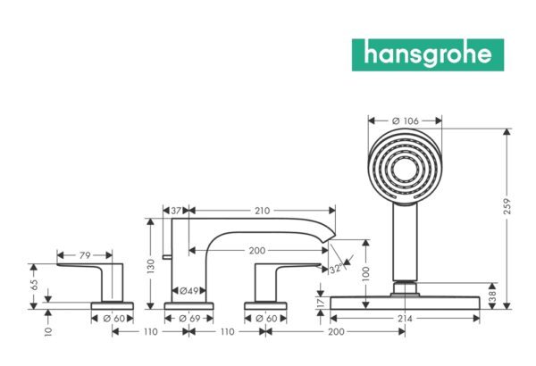 HANSGROHE VIVENIS MEZCLADOR 4 AGUJEROS BAÑERA - Imagen 4