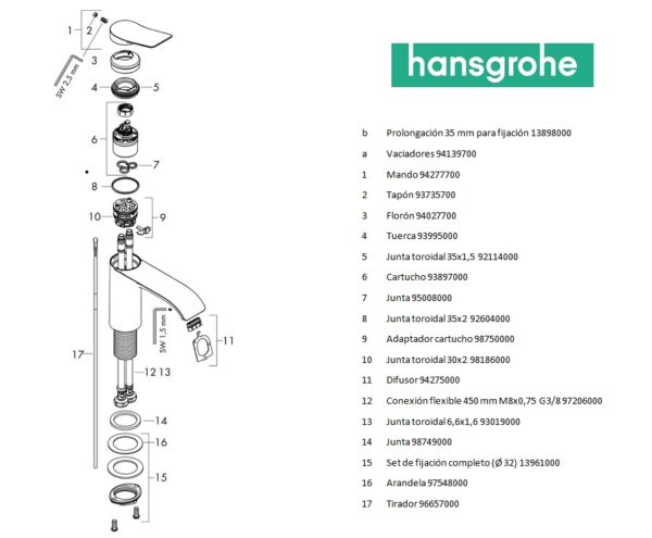 HANSGROHE VIVENIS MONOMANDO LAVABO 110 - Imagen 5