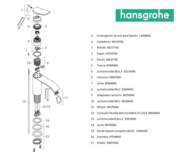 HANSGROHE VIVENIS MONOMANDO LAVABO 250 NEGRO MATE - Imagen 3