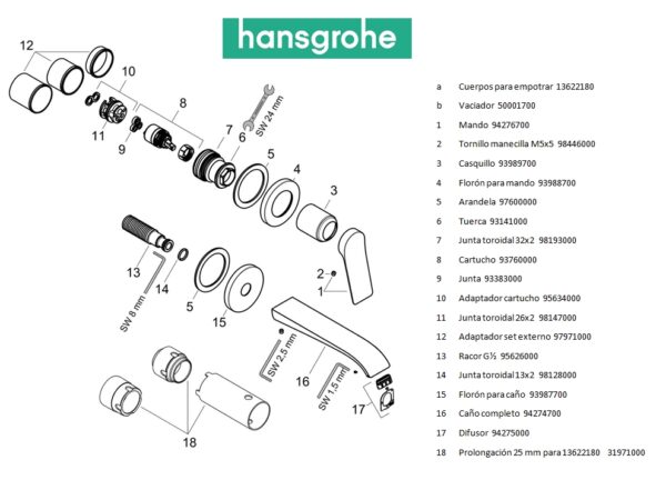 HANSGROHE VIVENIS MONOMANDO LAVABO MURAL NEGRO MATE - Imagen 3