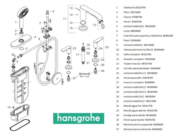 HANSGROHE VIVENIS MEZCLADOR 4 AGUJEROS BAÑERA - Imagen 5