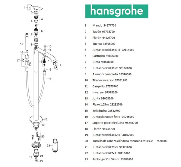 HANSGROHE VIVENIS MEZCLADOR MONOMANDO BAÑERA DE PIE - Imagen 5