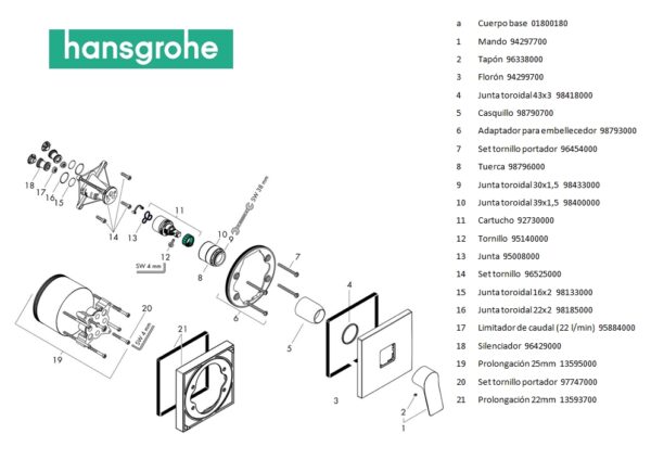 HANSGROHE VIVENIS MONOMANDO DUCHA EMPOTRADO - Imagen 5