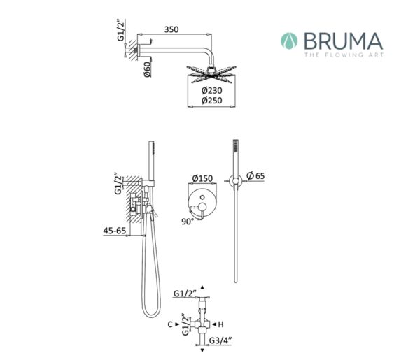 BRUMA INFANTE KIT DUCHA EMPOTRADO - Imagen 2
