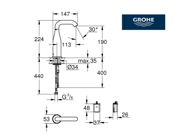 GROHE ESSENCE E MEZCLADOR LAVABO ELECTRONICO - Imagen 2