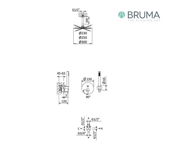 BRUMA LEAF KIT MONOMANDO DUCHA EMPOTRADO - Imagen 2
