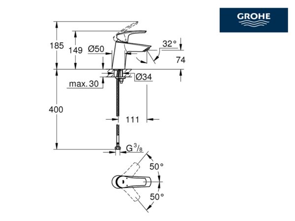 GROHE EUROSMART MONOMANDO LAVABO - Imagen 3