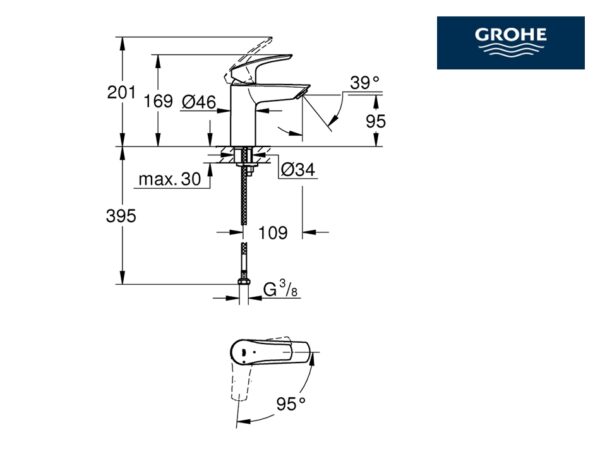 GROHE EUROSMART MONOMANDO LAVABO - Imagen 3