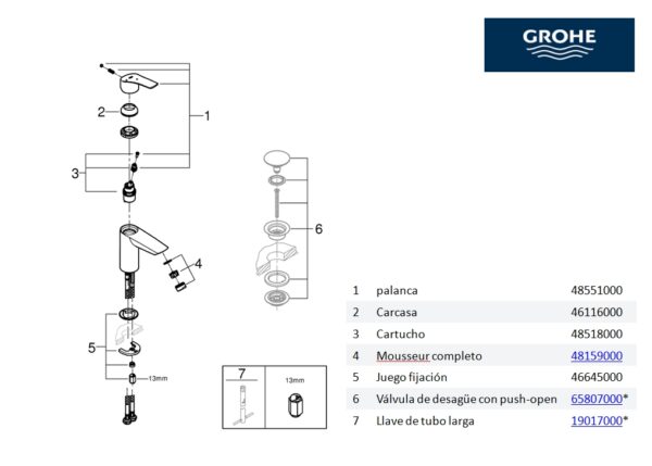 GROHE EUROSMART MONOMANDO LAVABO - Imagen 4