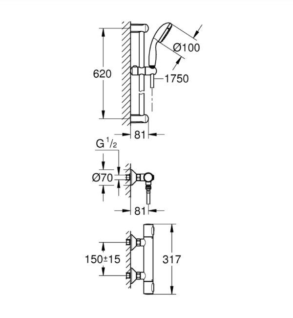 GROHE GROHTHERM 500 CONJUNTO TERMOSTATICA DUCHA - Imagen 3