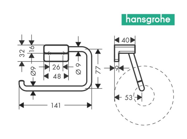 HANSGROHE ADDSTORIS PORTARROLLOS SIN TAPA - Imagen 2