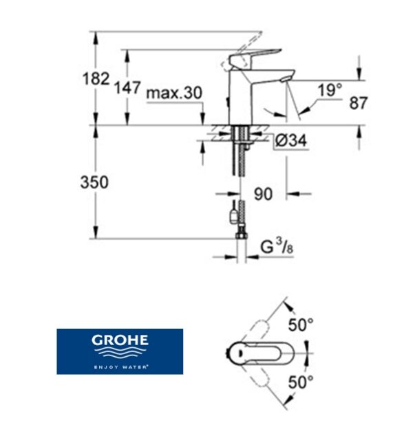 GROHE BAUEDGE MONOMANDO LAVABO - Imagen 2