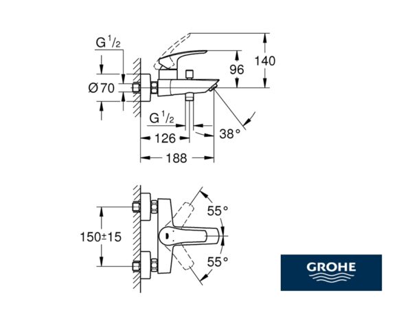 GROHE EUROSMART MONOMANDO BAÑO-DUCHA - Imagen 2