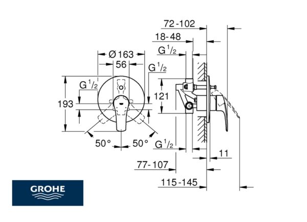 GROHE EUROSMART MONOMANDO EMPOTRADO BAÑO-DUCHA - Imagen 2