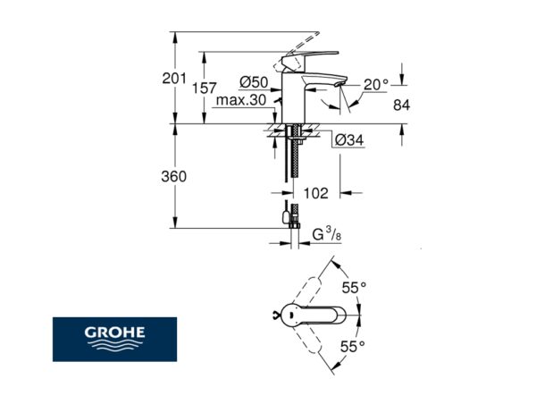 GROHE EUROSTYLE COSMO MONOMANDO LAVABO - Imagen 2