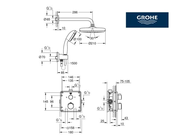 GROHE BUNDLE GROHTHERM SQUARE KIT DUCHA 210 - Imagen 2