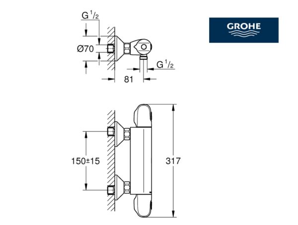 GROHE GROHTHERM 1000 TERMOSTATICA DUCHA - Imagen 2