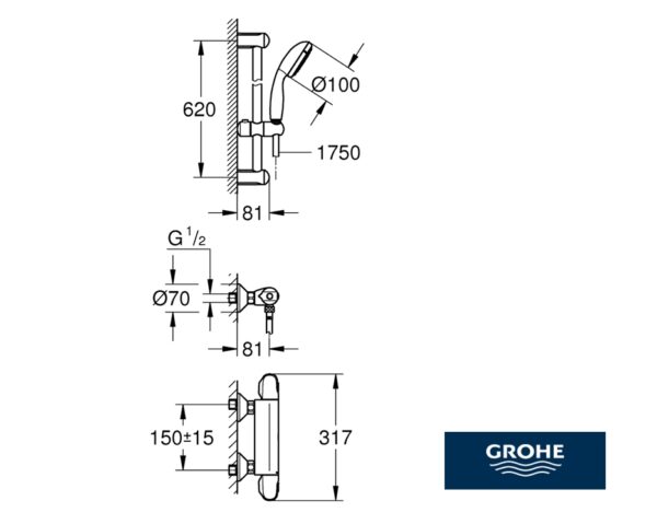 GROHE GROHTHERM 1000 TERMOSTATICA DUCHA - Imagen 2