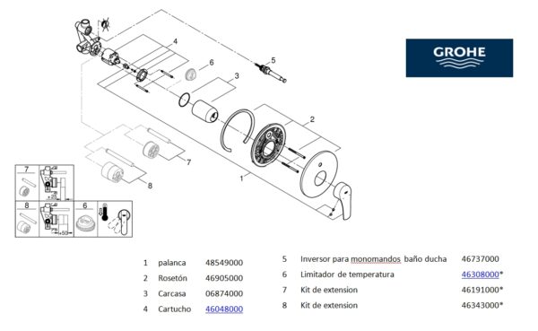 GROHE EUROSMART MONOMANDO EMPOTRADO BAÑO-DUCHA - Imagen 3