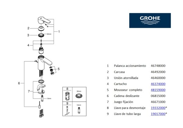 GROHE EUROSTYLE COSMO MONOMANDO LAVABO - Imagen 3