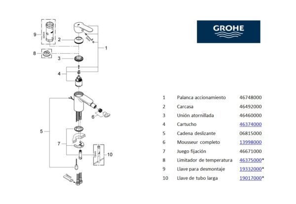 GROHE EUROSTYLE COSMO MONOMANDO BIDE - Imagen 3