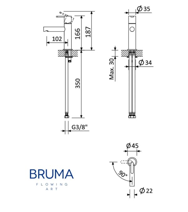 BRUMA LEAF2 MONOMANDO LAVABO - Imagen 2