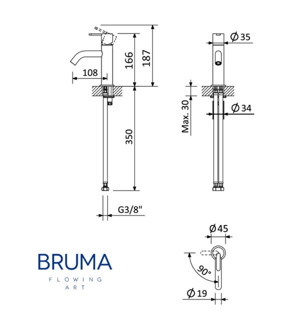 BRUMA X-ALPHA MONOMANDO BIDE INOX - Imagen 2