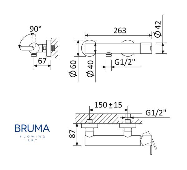 BRUMA X-ALPHA MONOMANDO DUCHA INOX - Imagen 2
