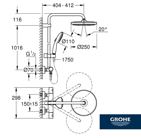 GROHE TEMPESTA SYSTEM 250 COLUMNA DUCHA - Imagen 3