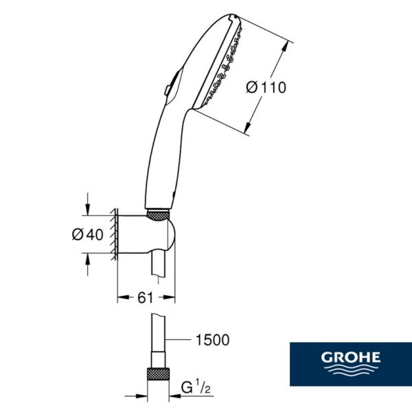 GROHE TEMPESTA 110 SET DUCHA con FLEXO y SOPORTE - Imagen 2