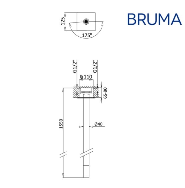BRUMA LUSA MEZCLADOR LAVABO PROGRESIVO A TECHO - Imagen 4