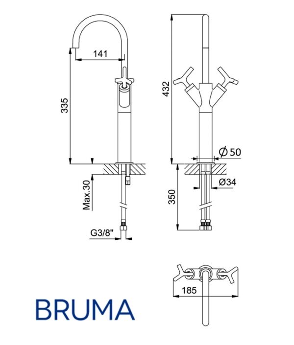 BRUMA GENESI MEZCLADOR LAVABO ALTO - Imagen 2