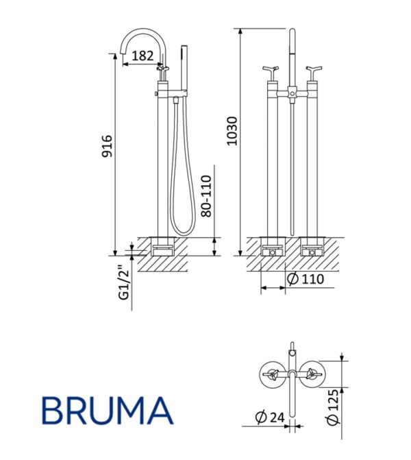 BRUMA GENESI MEZCLADOR BAÑERA CON COLUMNAS - Imagen 3