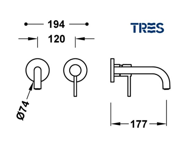TRES STUDY MONOMANDO LAVABO MURAL - Imagen 2