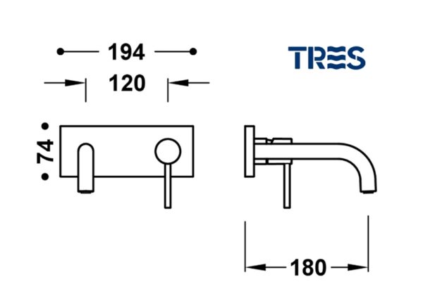 TRES STUDY MONOMANDO LAVABO MURAL - Imagen 2