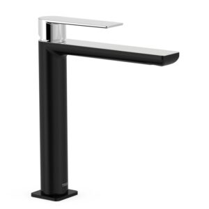 TRES GRIFERIA LOFT MONOMANDO LAVABO NEGRO BRILLO-CROMO