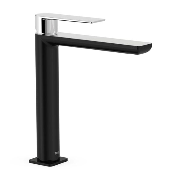 TRES GRIFERIA LOFT MONOMANDO LAVABO NEGRO BRILLO-CROMO