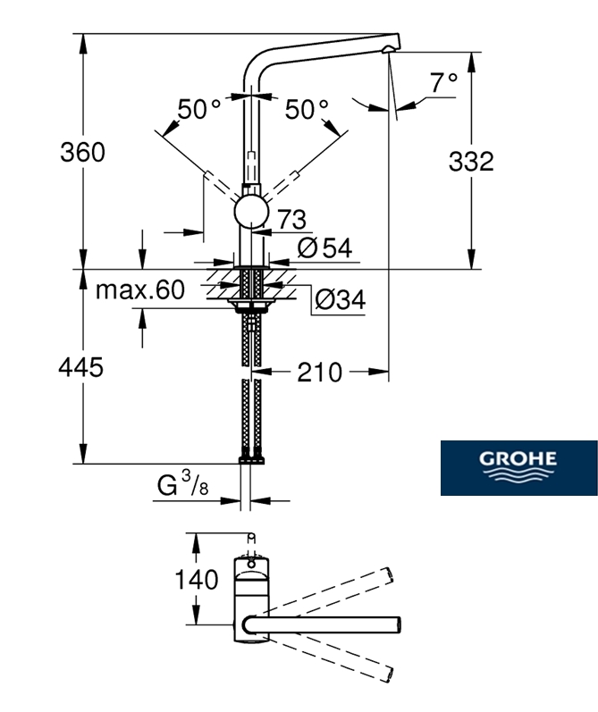 GROHE MINTA MONOMANDO COCINA GRAFITO CEPILLADO - Imagen 3