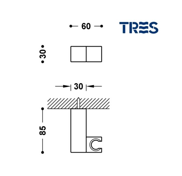 TRES SOPORTE DUCHA ORIENTABLE ORO MATE 24kts - Imagen 2