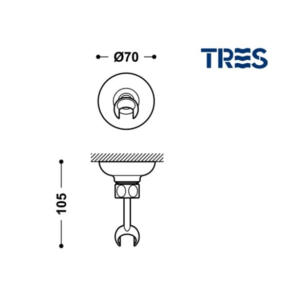 TRES SOPORTE DUCHA ORIENTABLE ACERO - Imagen 2