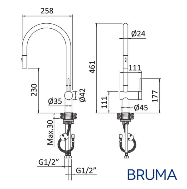 BRUMA GINGER MONOMANDO COCINA EXTRAIBLE - Imagen 2