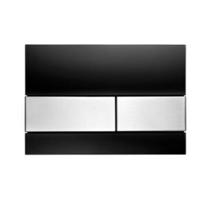 TECE SQUARE Placa accionamiento WC Cristal negro pulido, teclas cromadas brillantes