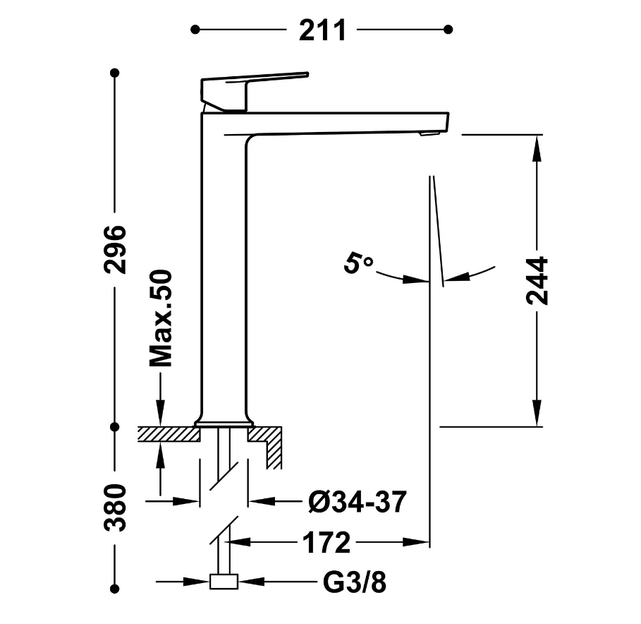 TRES PROJECT MONOMANDO LAVABO XL - Imagen 2